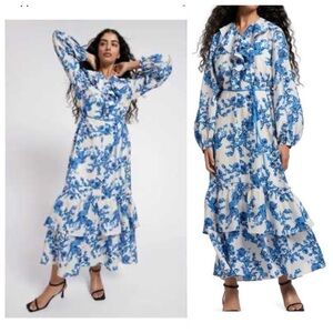 & Other Stories Savoir Floral Ruffle Tiered Maxi  Long Sleeve Dress 8